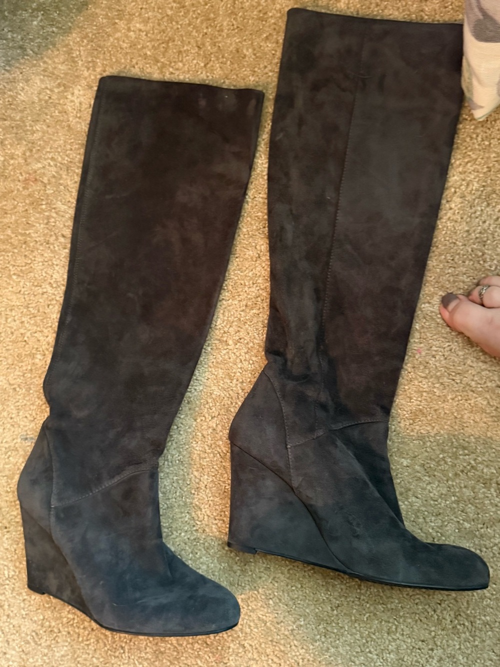 NWOT - Tall Grey Suede Wedge Boots - Knee-High Women’s Boots